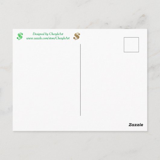 Geld ist gut, Affirmations auf Postkarten (Rückseite)