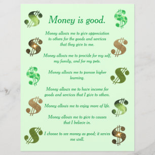 Geld ist gut, Liste der Bejahungen