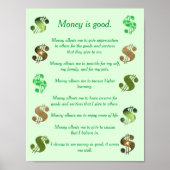 Geld ist gut, positive Aussagen Dollar Zeichen Poster (Vorne)