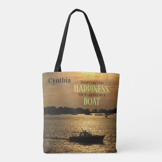 Geld kann kein glückliches Boot am Hafen kaufen Tasche (Rückseite)