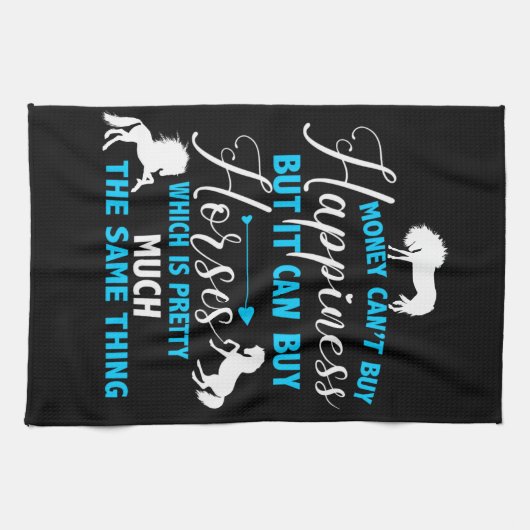 Geld kann Pferde Blue kaufen Geschirrtuch (Horizontal)