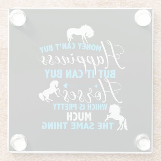 Geld kann Pferde Blue kaufen Glasuntersetzer (Rückseite)