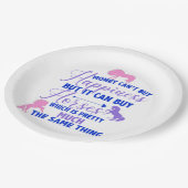 Geld kann Pferde kaufen Lila rosa Pappteller (Schrägansicht)