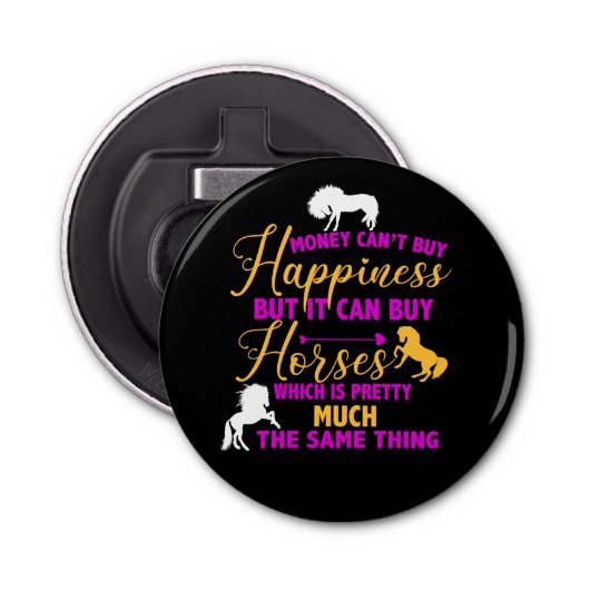 Geld kann Pferde Lila gelb kaufen Flaschenöffner (Vorderseite)