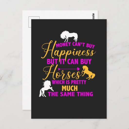 Geld kann Pferde Lila gelb kaufen Postkarte (Vorne/Hinten)