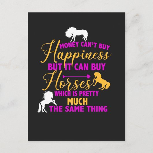 Geld kann Pferde Lila gelb kaufen Postkarte (Vorderseite)