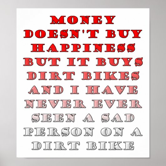 Geld kauft Dirtbikes Funny Poster (Vorne)