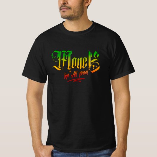 Geld Mi Ah Pree! Rasta Colors Reggae T-Shirt (Vorderseite)