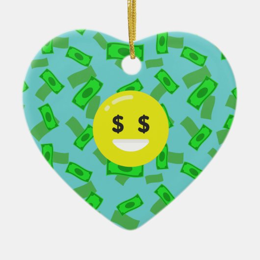 Geld mit Augen Emoji Keramik Ornament (Vorne)