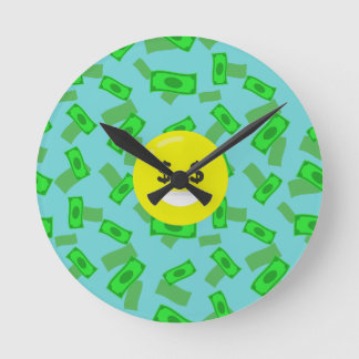 Geld mit Augen Emoji Runde Wanduhr