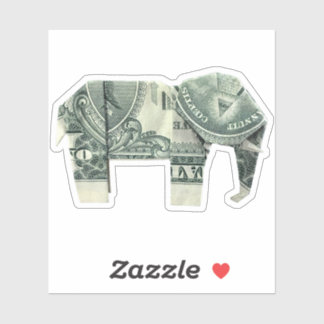 Geld Origami Elefant Aufkleber