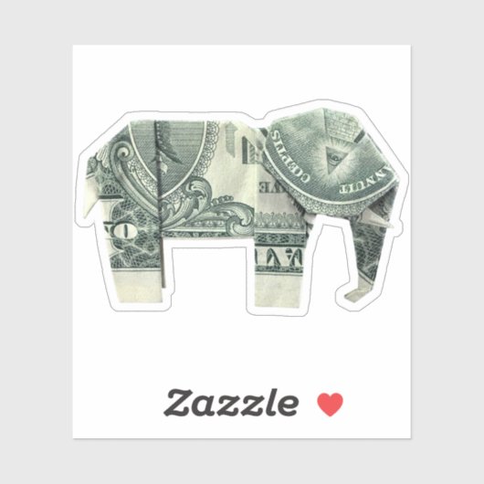 Geld Origami Elefant Aufkleber (Blatt)