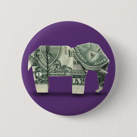 Geld Origami Elefant Button (Vorderseite)