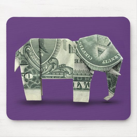 Geld Origami Elefant Mousepad (Vorne)