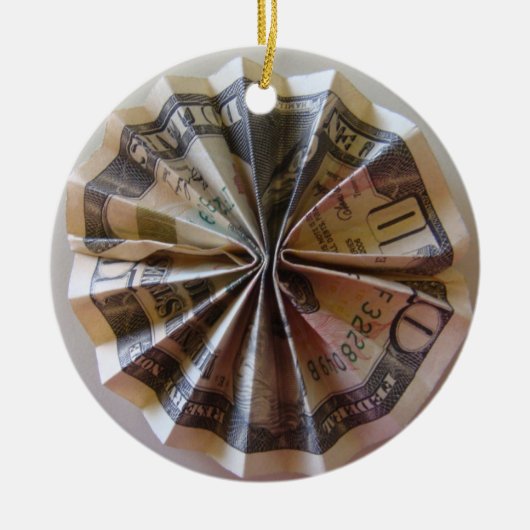 Geld Origami Rosette Keramik Ornament (Vorne)