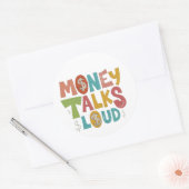 Geld redet laut runder aufkleber (Umschlag)
