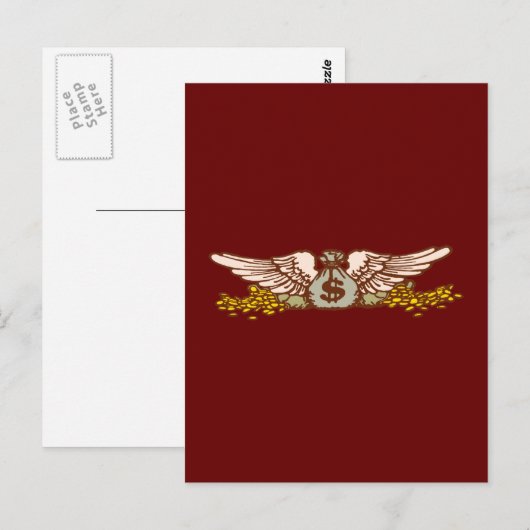 Geld-Sack-Flügel Postkarte (Vorne/Hinten)