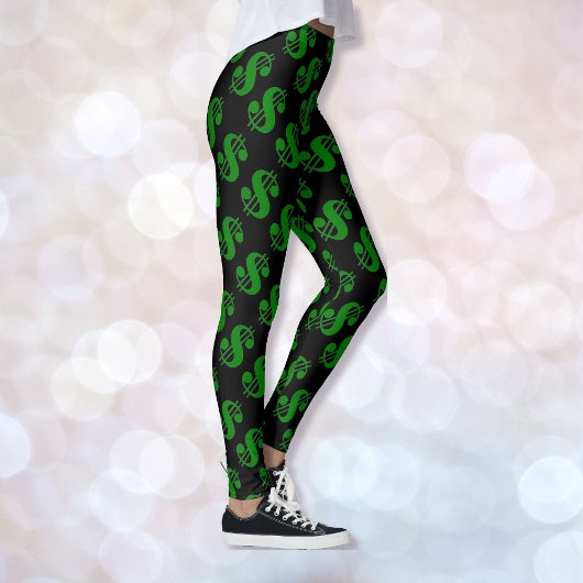 Geld signieren Alberne schwarz grüne Frauen Leggin Leggings