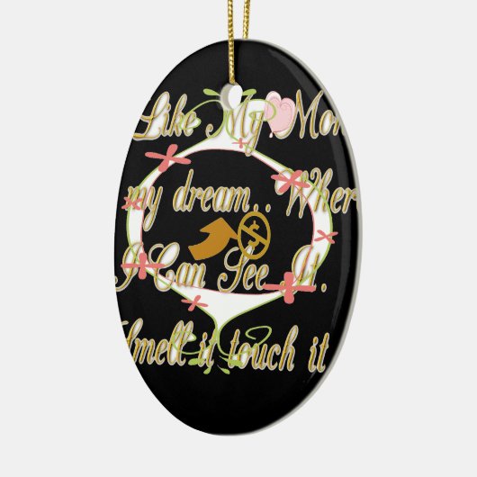 Geld spricht in meinen Träumen und ich Liebe es.pn Keramikornament (Links)