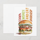 Geld verdienen und Burger essen, schlaues Burger D Dankeskarte (Vorne/Hinten)