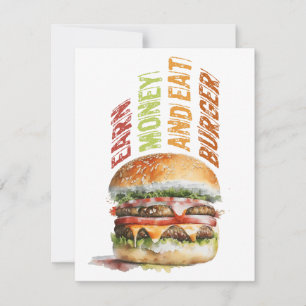 Geld verdienen und Burger essen, schlaues Burger D Feiertagskarte