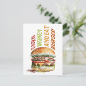 Geld verdienen und Burger essen, schlaues Burger D Postkarte (Stehend Vorderseite)