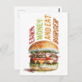 Geld verdienen und Burger essen, schlaues Burger D Postkarte (Vorne/Hinten)