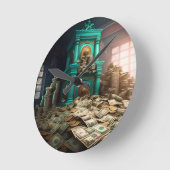 Geld Wohlstand Überfluss Treaseraum Runde Wanduhr (Winkel)