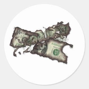 Geld zum Verbrennen Runder Aufkleber