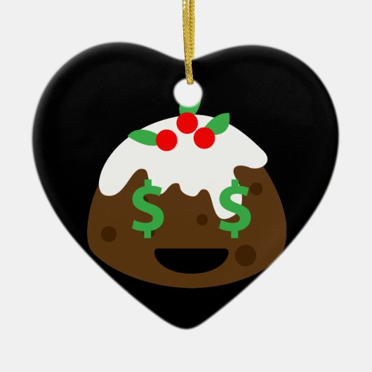 Geldaugen Weihnachtskuchen Keramik Ornament (Vorne)