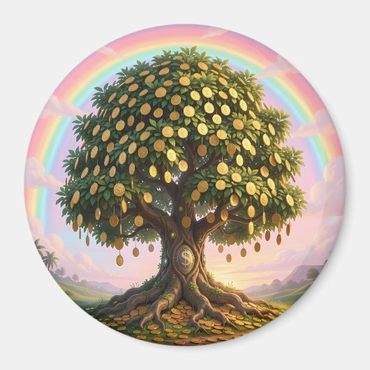 Geldbaum mit Regenbogen Magnet (Vorne)