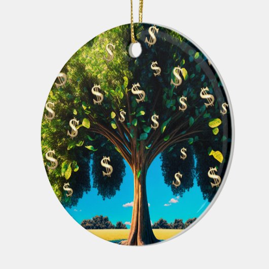 Geldbaum Wohlstand Überfluss an Wohlstand Segnung Keramik Ornament (Links)