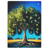 Geldbaum Wohlstand Überfluss an Wohlstand Segnung Klemmbrett (Rückseite)