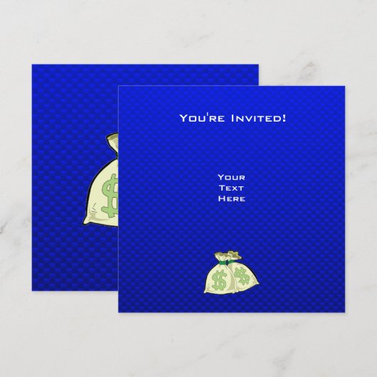 Geldbeutel;Blau Einladung (Vorne/Hinten)