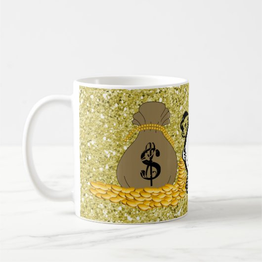 Geldbeutel Gold Imitate Glitzer Kaffeetasse (Links)