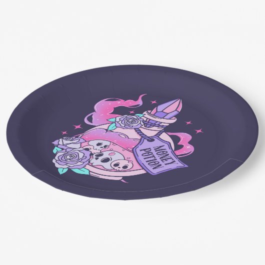 Geldbeutel Niedlich rosa Halloween-Flasche Pappteller (Schrägansicht)