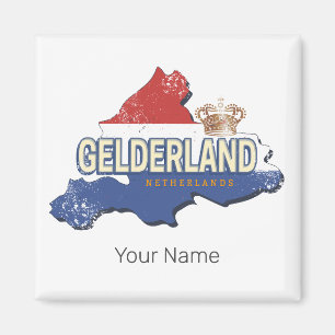Gelderland Niederlande Vintage-Karte Niederländisc Magnet