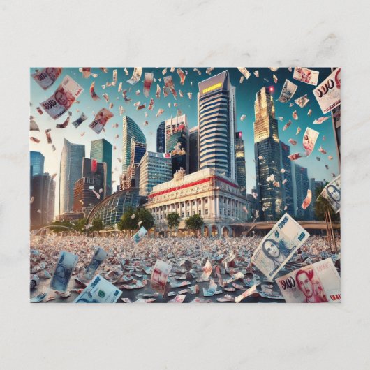 Geldgewinne über Singapur - Prosperity Postcard Feiertagspostkarte (Vorderseite)