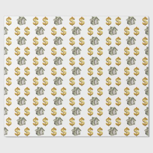 Geldhäuser und Dollar-Zeichen Geschenkpapier (Flach)