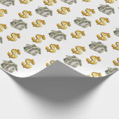 Geldhäuser und Dollar-Zeichen Geschenkpapier (Ecke)