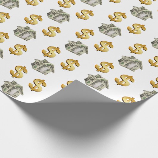 Geldhäuser und Dollar-Zeichen Geschenkpapier (Ecke)