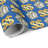 Geldhäuser und Gold-Dollar-Zeichen Geschenkpapier (Rolleneckpunkt)