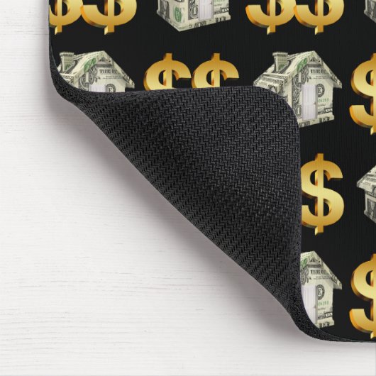 Geldhäuser und Gold-Dollar-Zeichen Mousepad (Ecke)