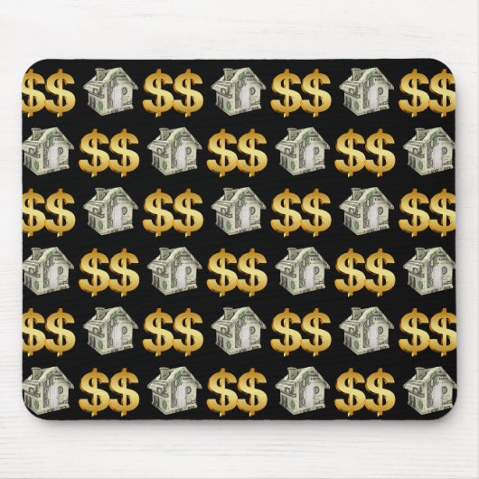 Geldhäuser und Gold-Dollar-Zeichen Mousepad (Vorne)