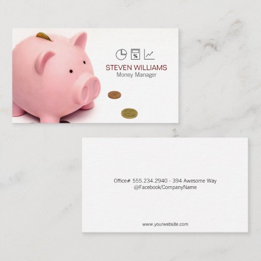 Geldmanager | Rechnungslegung | Piggy Bank Visitenkarte (Vorne/Hinten)
