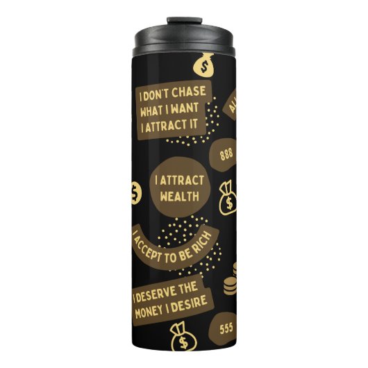 Geldmanifestation Affirmation Tumbler Thermosbecher (Vorderseite)