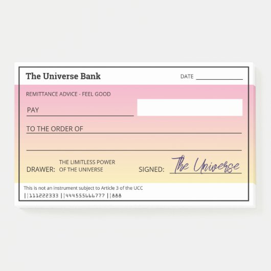 Geldmanifestation Girly Blank Karo Post-it Klebezettel (Vorderseite)