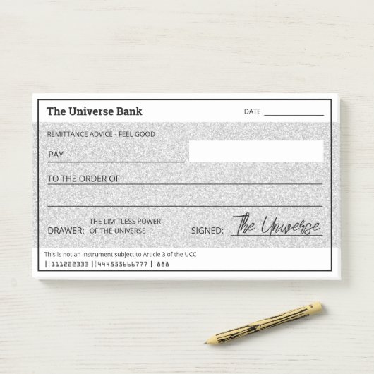 Geldmanifestation Silver Glitzer Blank Karo Post-it Klebezettel (Auf Schreibtisch)