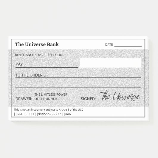 Geldmanifestation Silver Glitzer Blank Karo Post-it Klebezettel (Vorderseite)