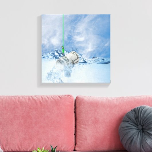 Geldmenge auf Fischhaken Leinwanddruck (Insitu (Wohnzimmer))